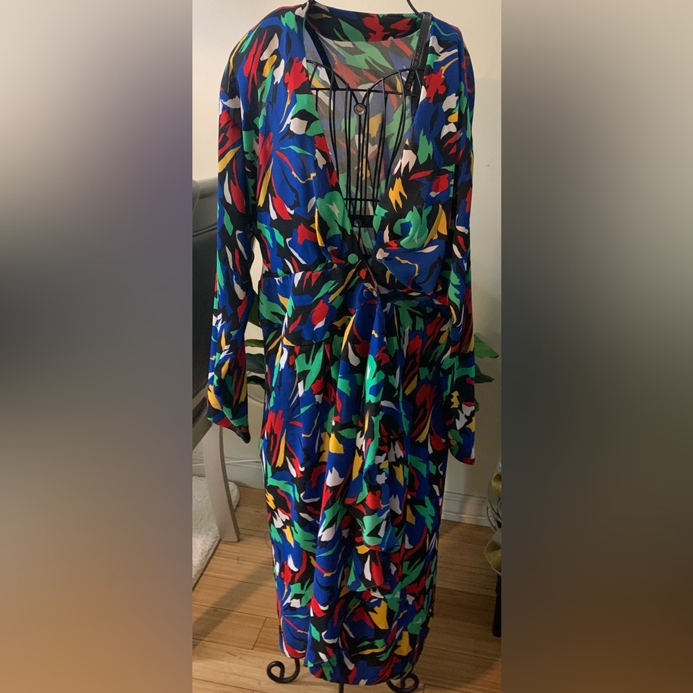 Multiple Colors Rayon Wrap Dress Sz L/XL Very Gently worn